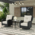 3-Piece Wicker Patio Furniture Set – Swivel Rocking Chairs with 6” Thick Cushions & Side Table CoolNest