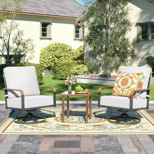 3-Piece Swivel Glider Bistro Set with 6-Inch Cushions CoolNest