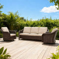 3-Piece Wicker Patio Sofa Set – All-Weather Rattan Conversation Set with 360° Swivel Chairs CoolNest