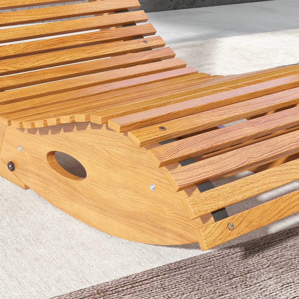 Wooden Outdoor Rocking Lounge Chair – Slatted Patio Recliner for Deck & Poolside CoolNest